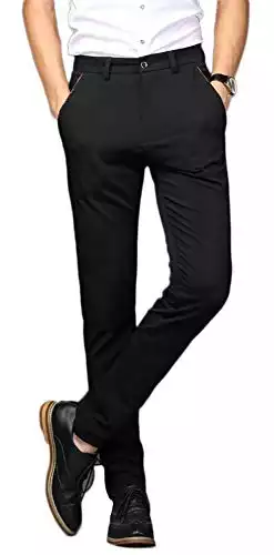 Plaid&Plain Men's Stretch Dress Pant