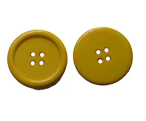 Lyracces Wholesale Lots 7pcs Extra Large Big Sewing Fasteners Flatback Resin Buttons 50mm 1.97 Inches (Yellow)