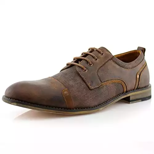 Ferro Aldo MFA19619L Trevor Classsic Cap-Toe Lace-Up Leather Lined Round Toe Business Casual Dress Oxford Shoes