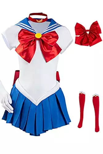 Wolancy Sailor Moon Cosplay Costume for Women Girls Usagi Tsukino Dress Outfit Halloween Skirt Suit Accessories Full Set