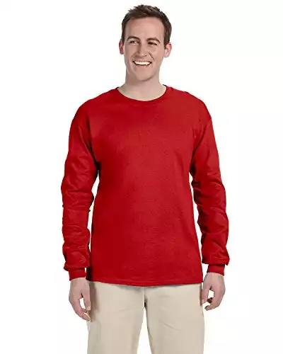 Fruit of the Loom Heavy Cotton HD 100% Cotton Long Sleeve T-Shirt, 3XL, True Red