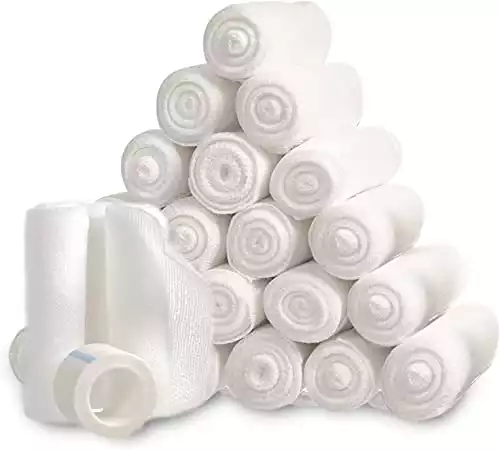 Gauze Bandage Roll with Tape (Pack of 24) - 4