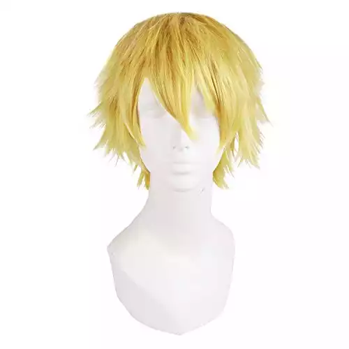 Chainsaw Man Denji Cosplay Costume Wig Mens Anime Halloween Golden Short  Hair