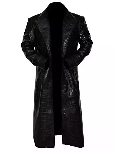 Morpheus Jacket - Matrix Morpheus Costume - Crocodile Long Leather Jacket Men - Matrix Trench Coat