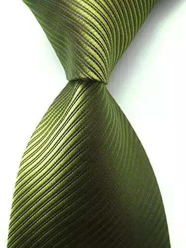 Allbebe Men's Handsome Striped Green Jacquard Woven Silk Tie