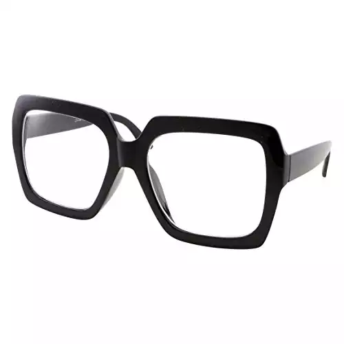 Black Thick Square Oversized Clear Lens Glasse