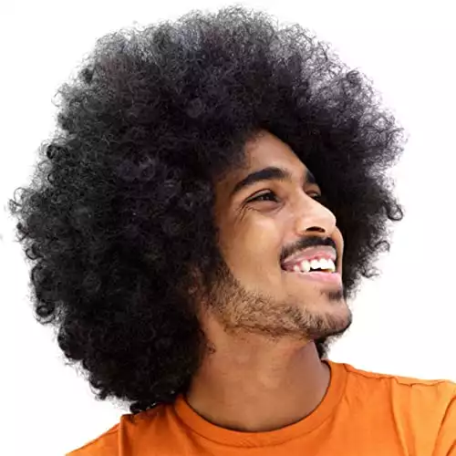 Smilco Short Black Fluffy Disco Afro Wig