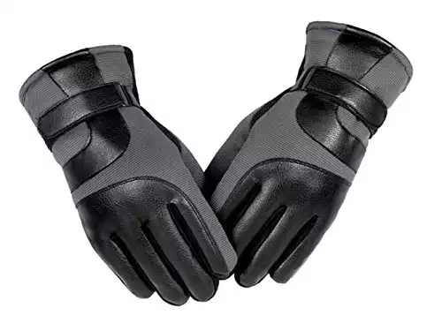 Obazidou Touch Screen Outdoor Pu Leather Winter Warm Gloves