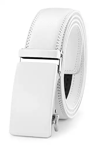 Lingli Men's Belt Ratchet Dress White Belt