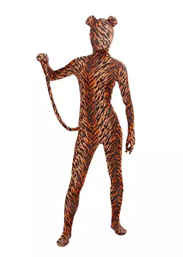 Aniler Men's and Women's Spandex Tiger Costume Adult Tiger Cosplay Halloween Tiger Bodysuit