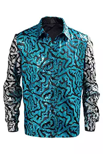 Joe Exotic 2020 Sequin Shirt Tiger King Cosplay Vintage Long Sleeve Halloween Shirts Costume