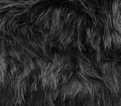 Faux Fur Fabric Long Pile Monkey Shaggy Black / 60" Wide/Sold by The Yard