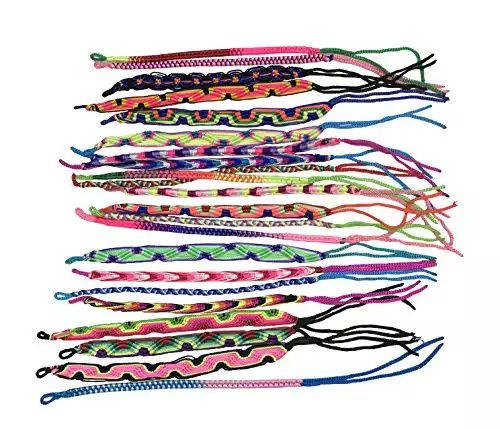 Assorted Colors Pack of 25 Woven Bracelet Pattern Adjustable One Size From Peru